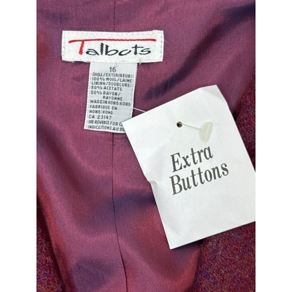 NWT Talbots 100% Wool Blazer Jacket Cranberry Crest Buttons Made in USA 16 - Picture 7 of 16